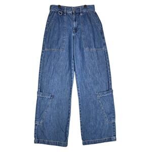 PISTOLA “BRYNT” WIDE‑LEG CARGO JEANS – SIZE 26 – BLUE DENIM – 30" INSEAM